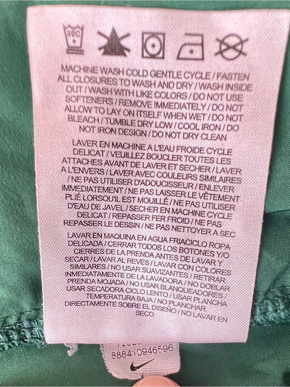 Nike Running XS Emerald Green Lightweight Full Zip Windbreaker Jacket - Picture 6 of 9